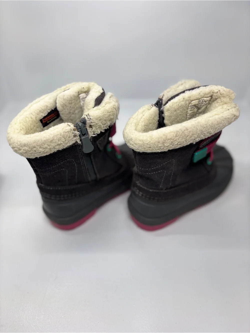 Cat & Jack Girls Winter Snow Boots Size 11 Black Pink Thermolite